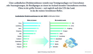 Grafik: Ausländische Direktinvestitionen im Jahr 2020, Quelle: UN-Konferenz, Stand: März 2021